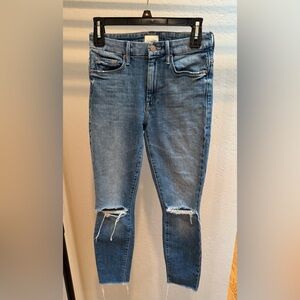 Mother high waisted the looker ankle fray skinny jeans 25
